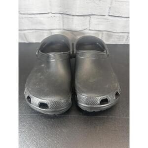 Crocs Size Mens 8, Women’s 10 Clog Shoes, Solid  Black No Holes On Top